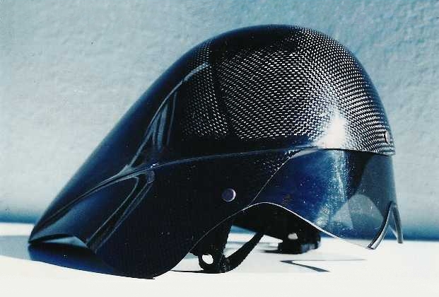 Image of prototype carbon fibre cyclist helmet